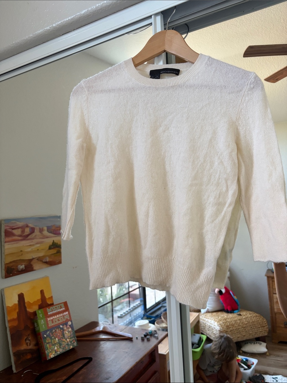 360 Cashmere Off-White Crewneck Sweater